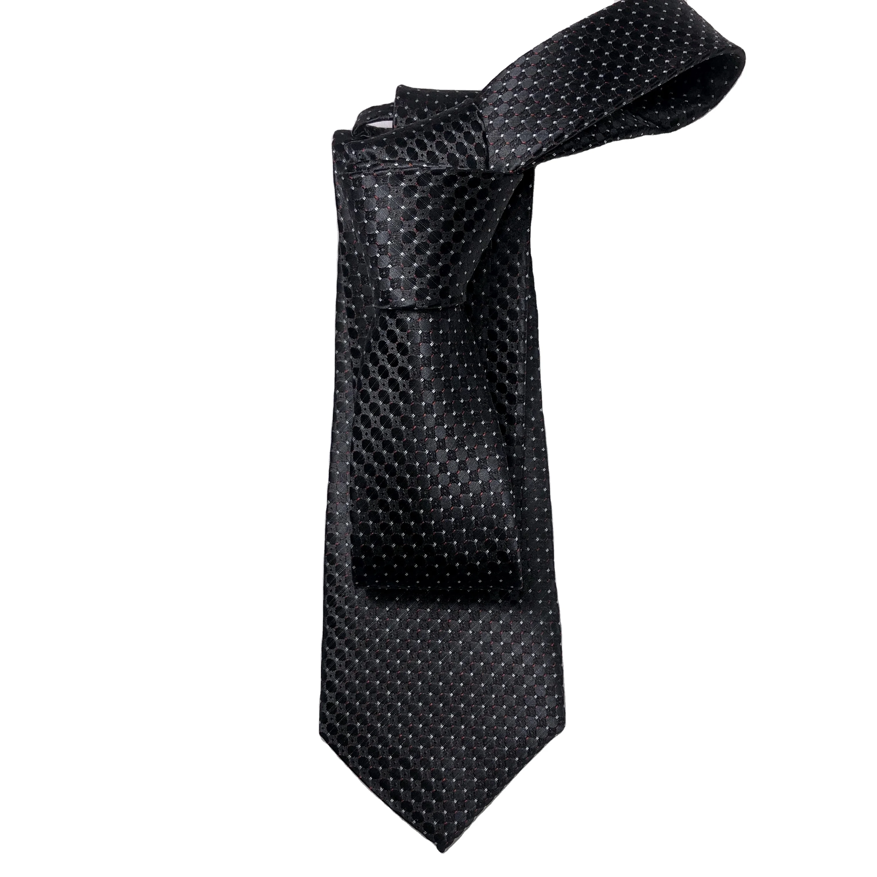 Классический качественный Фабричный оптовый мужской черный Жаккардовый полиэфирный галстук