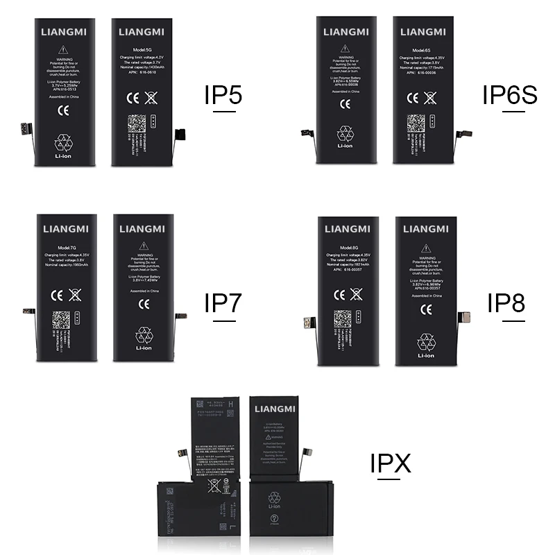 Factory Wholesale 1810mah Mobile Phone Battery for Iphone 4S 5S 6 6S 7 8 X Xmax 1111Pro Batteries