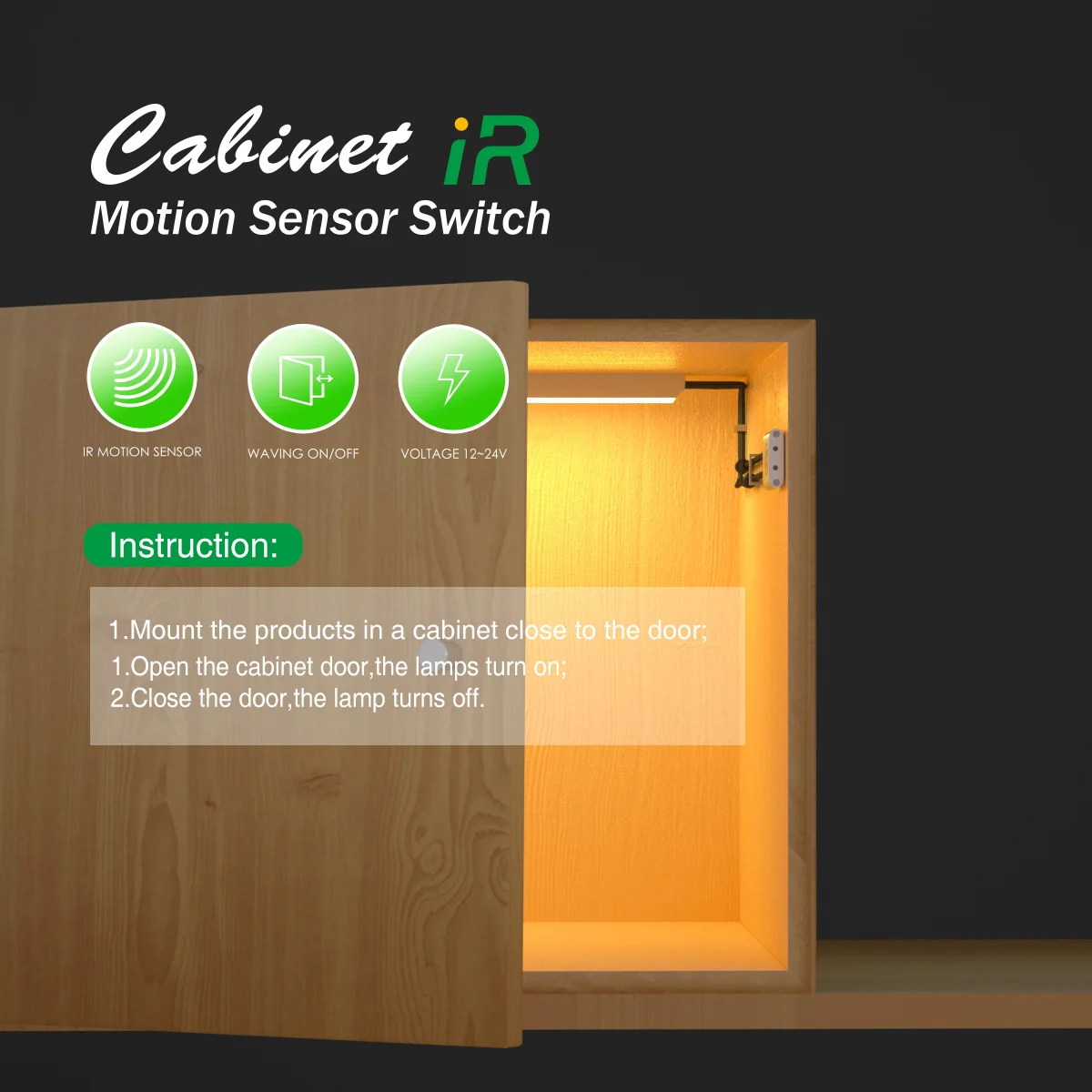 BS011 LED Light Strip Lamp Wardrobe Switch Home Lighting Infrared Sensor 12V, IR Sensor Switch Metal Hall Sensor