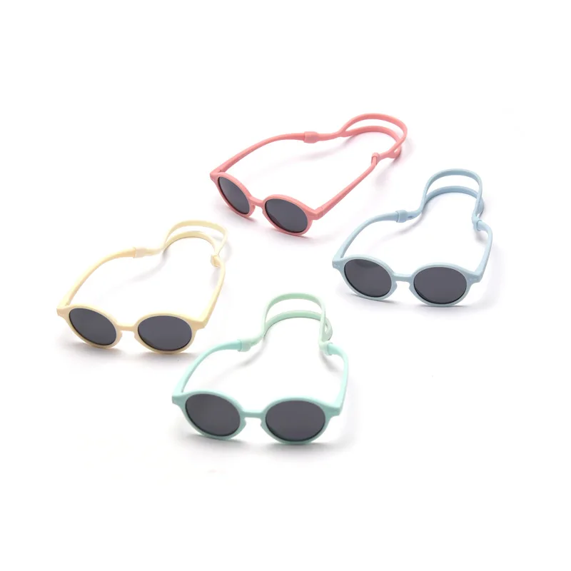2022 fashion flexible round polarized UV400 custom kids shades sunglasses girls boys baby sunglasses with strap