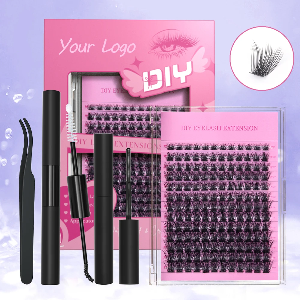 Natural Long Pre Cut Band Segment Eyelashes Fan Cluster Eyelashes DIY Lash Extension Kit at Home