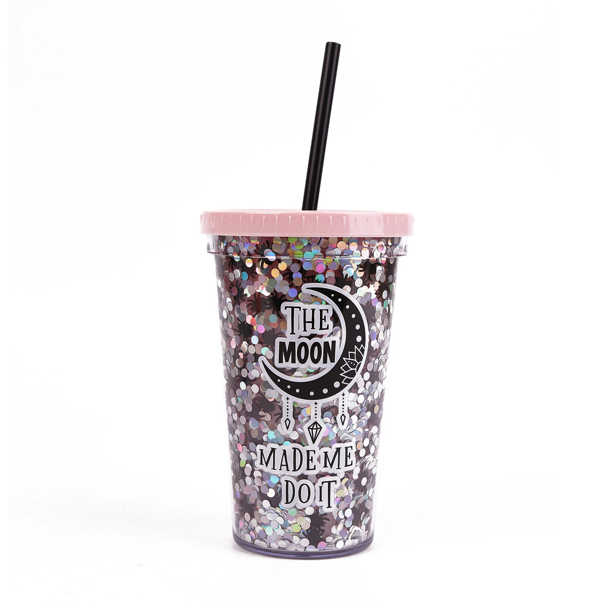 Hot Sales 18oz Halloween Confetti Tumbler  Water Bottle with Straws and Lid  Reusable Plastic Cup