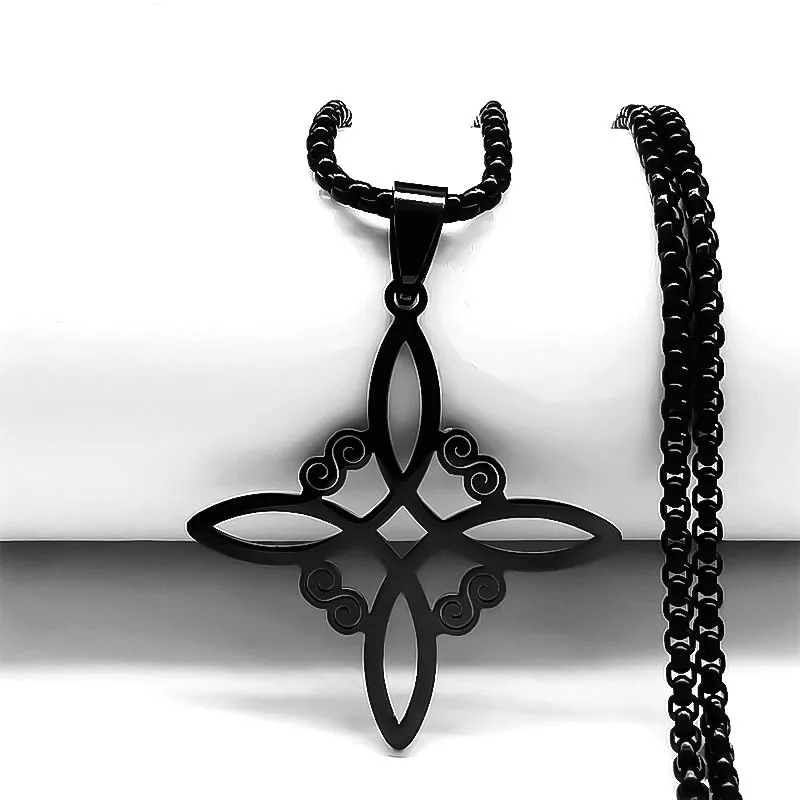Stainless Steel Witch Knot Pendant Necklace Charm Gold/Silver Unisex Witchcraft Irish Knot Pendant Amulet Necklace Jewelry