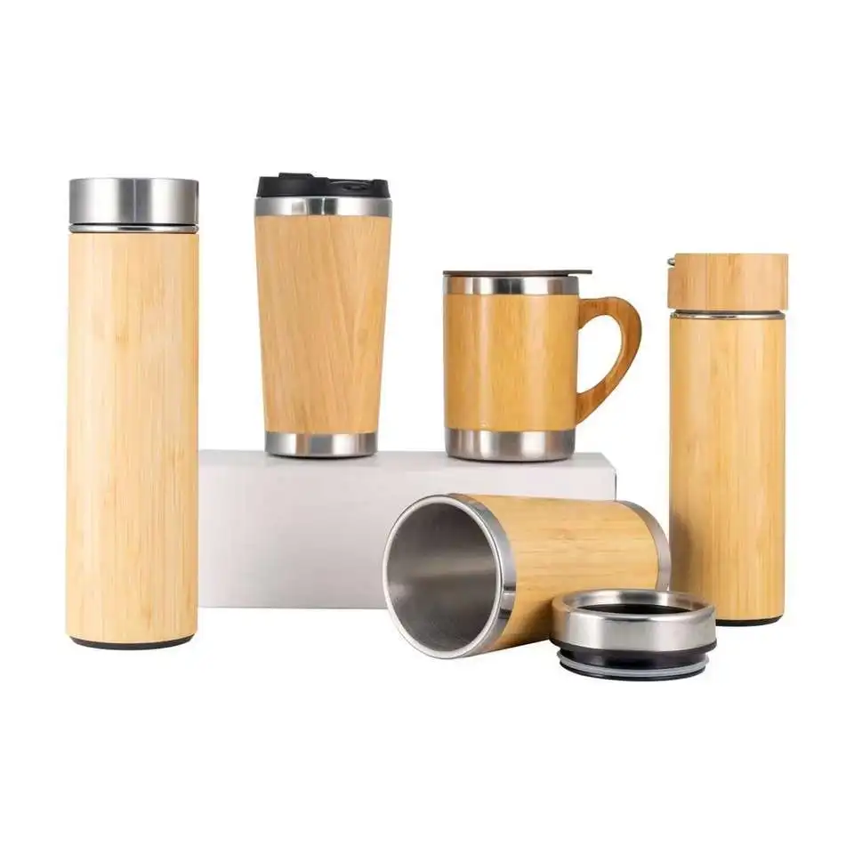 2022 Eco-friendly Double Wall Insulated Tea Infuser Vacuum Stainless Steel Bamboo Lid Water Bottle