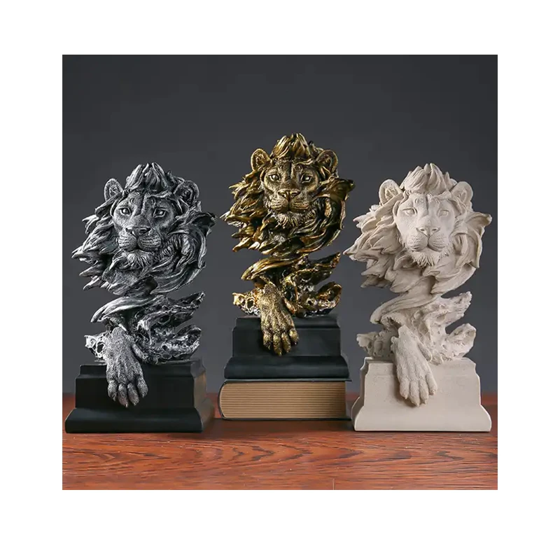 Modern Style Lion Resin Craft Animal Art Statues Gift For Home Office Tabletop Decor