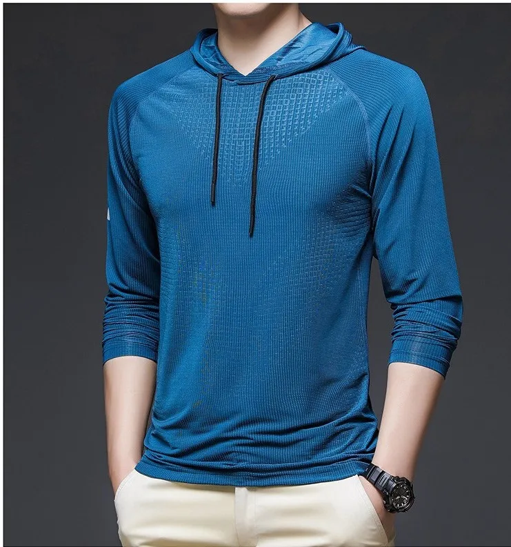 long sleeve gym hooded t-shirts workout men clothing quick dry long sleeve t-shirts hoodie