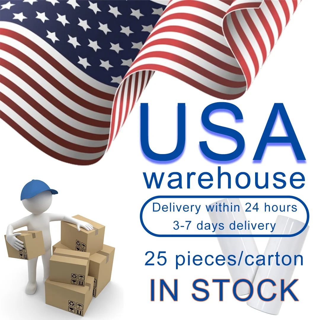 RTS USA hot sale insulated white straight blank sublimation tumbler with slide lid and plastic straw