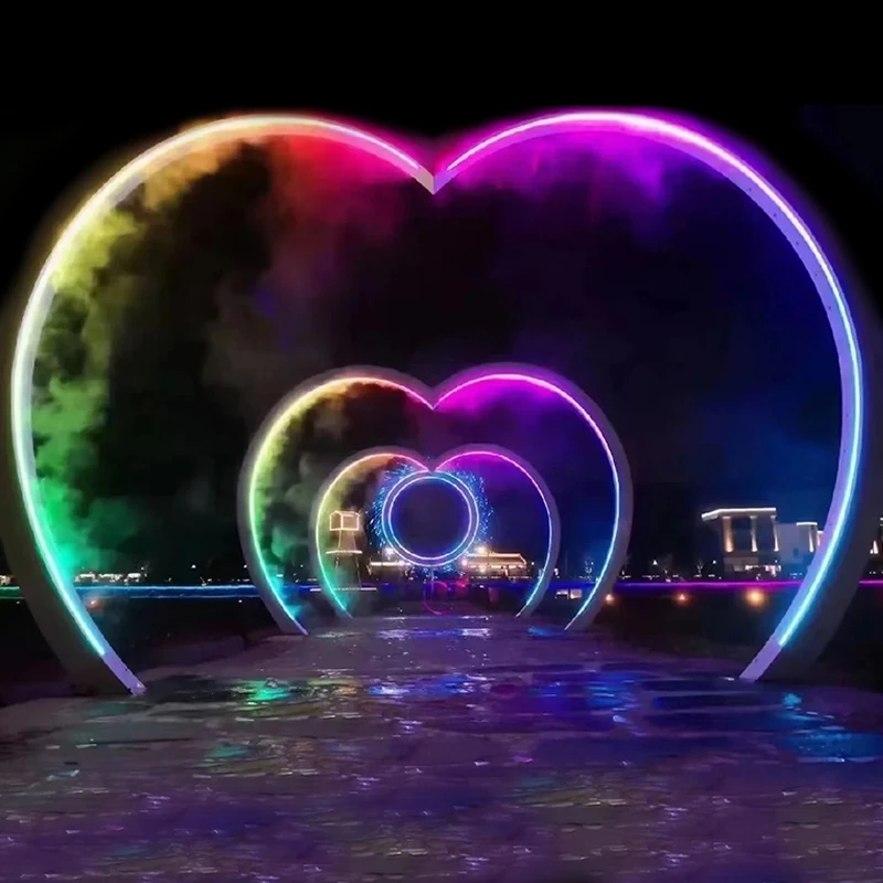 Hot sales outdoor street Arch Decoration 3D Arch Motif Light Water mist arch