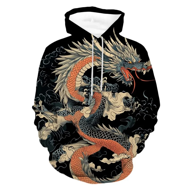 3D Print Chinese Traditional Dragon Graphic Hoodies For Men New In Casual Oversized Pullover Sweatshirt Mens Sport Tracksuit