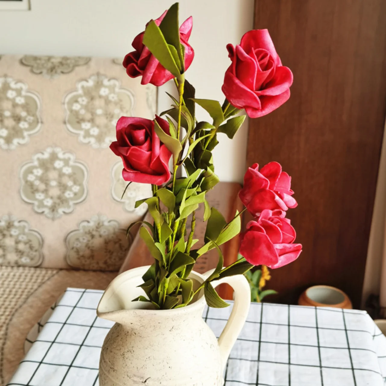 European multi-headed crimped bouquet wedding decoration living room home photography artificial simulation flowers