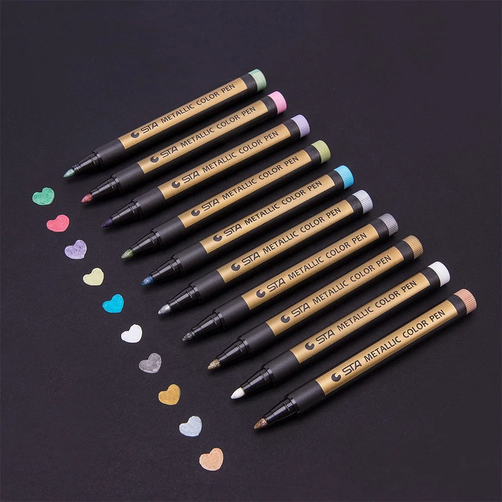 Wholesale Acrylic Art Paint Marker Pens 26 Colors Soft Brush Metallic Glass Pen for Card Making Crafts Rock Painting Set