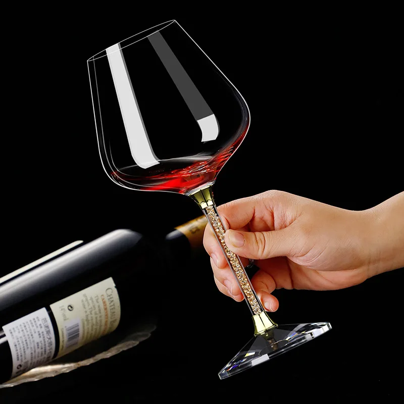 Wine Goblet Glass For Wholesales Goblet Wine Glass Luxury Diamond Wine Glass and rack set