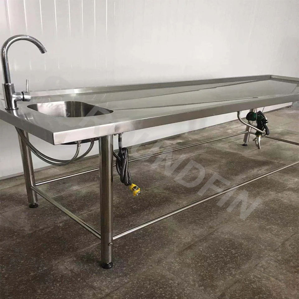 Hospital Mortuary Dead Body Simple Operating Table 304 Stainless Steel Autopsy Table For Sale