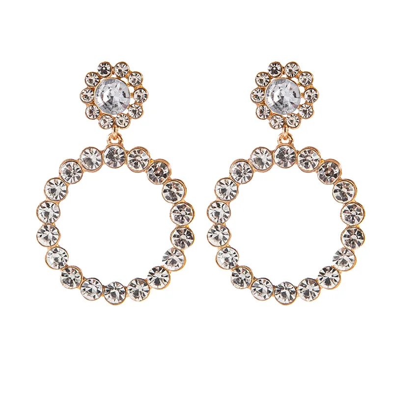 Low MOQ Women Round Pendant Drop Earrings Statement Circle Pearl Earring