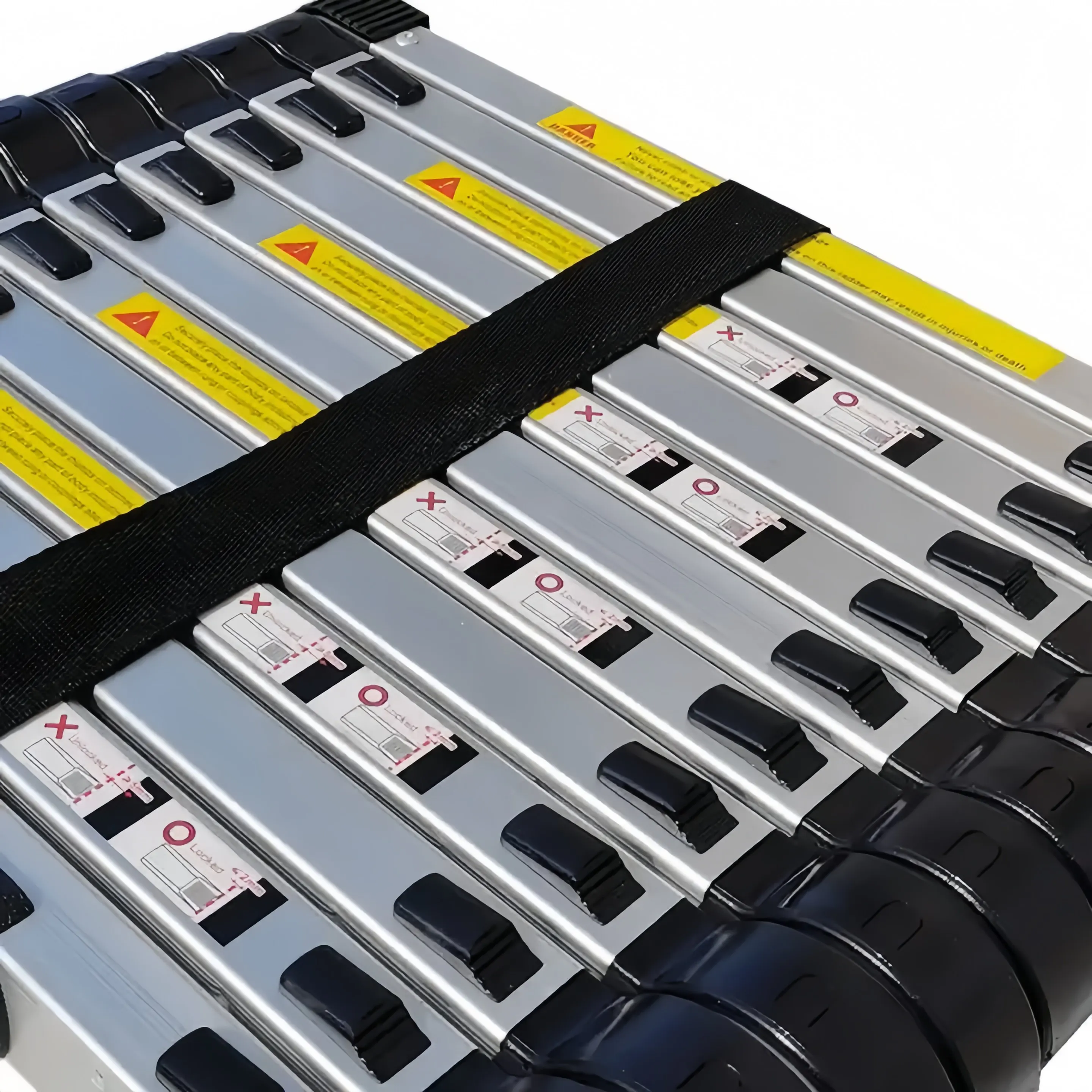 Safety Folding Ladder 8.5ft 2.6m Non-Slip Feet Straight Aluminum Climbing Telescopic Ladder