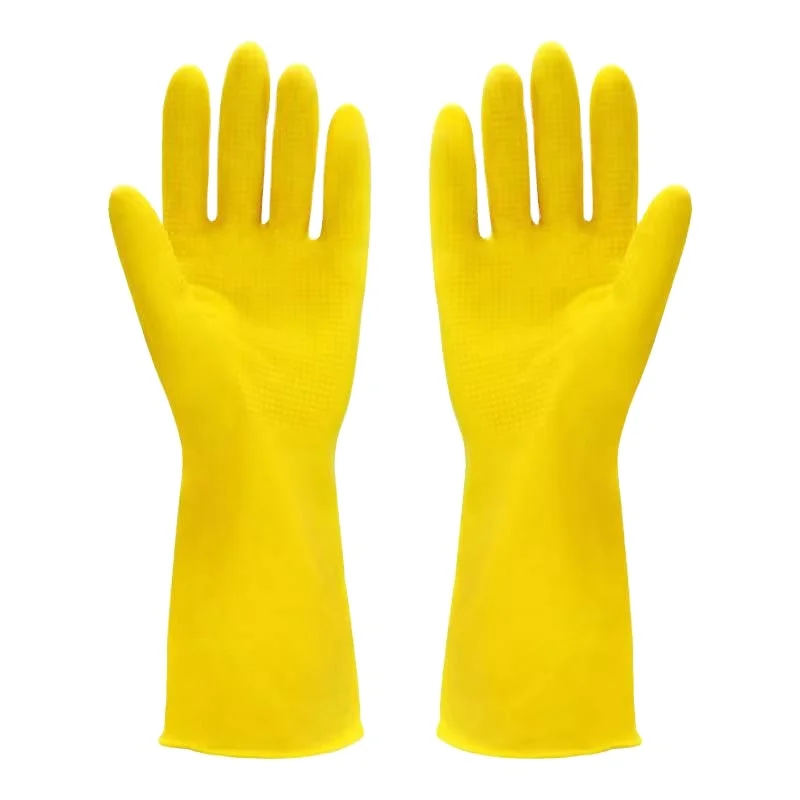 Waterproof, non-slip yellow rubber, not rotten, puncture-resistant cleaning, housework cleaning latex gloves