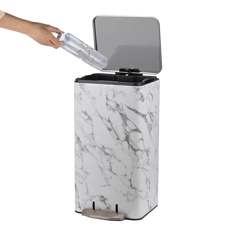 9L 12L 15L 20L 30L rectangle marble grain step bin dust bin for kitchen waste