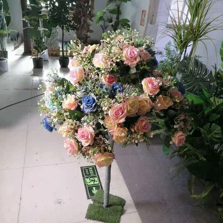 SC0031 1.2m 1.5m Indoor Little faux silk Flower Tree White Pink Wedding wisteria Table Centerpiece Decor Artificial rose Tree