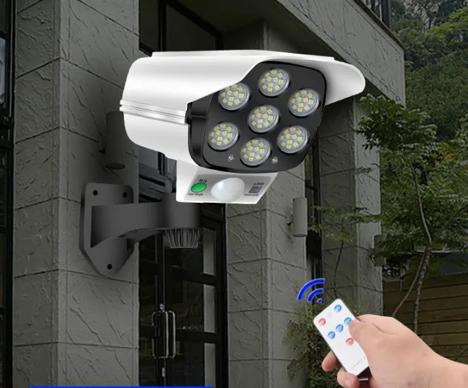  Датчик двери солнечной камеры 77 LED симуляцией мониторинг безопасности освещение Солнечный датчик движения настенный светильник на открытом