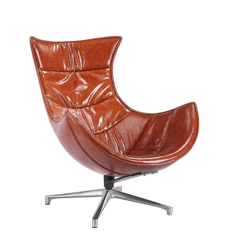 Modern Living Room Furniture Lobster Lounge Chair Brown Leather Leisure Swivel Chair