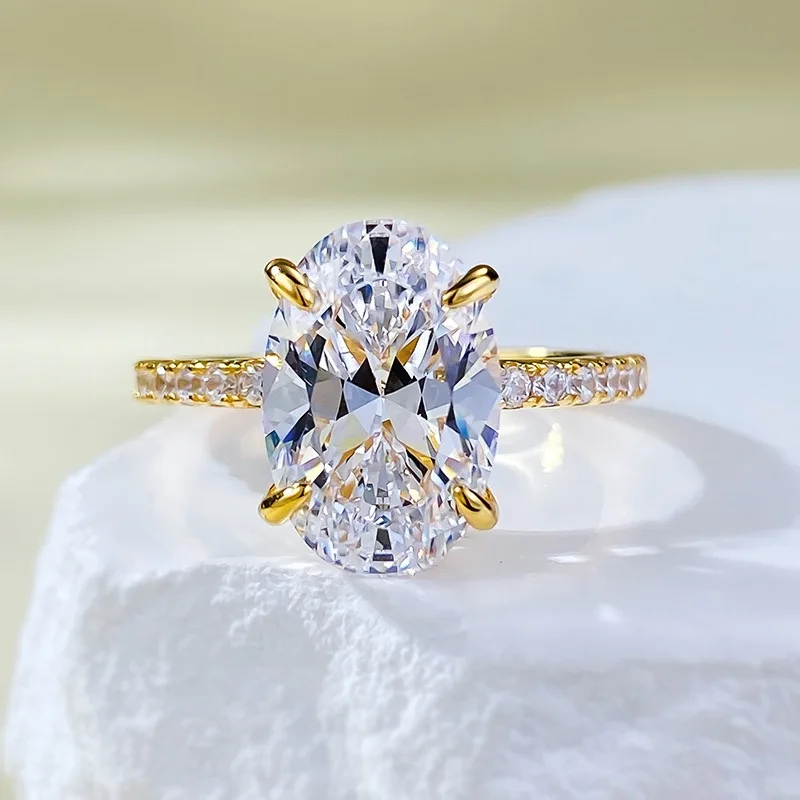 Female Rectangle Crystal Ring 925 Sterling Silver Jewelry White Zircon Wedding Bands Simple Engagement Ring Party Jewelry