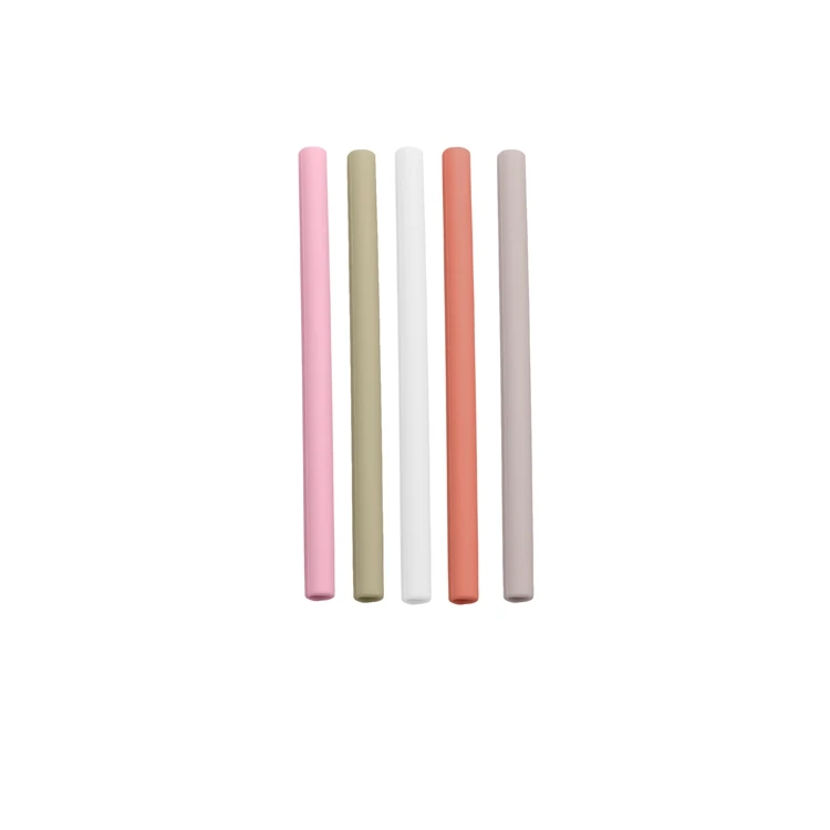 Wholesale Eco-Reusable Custom Colored Drinking Silicone Straw Set