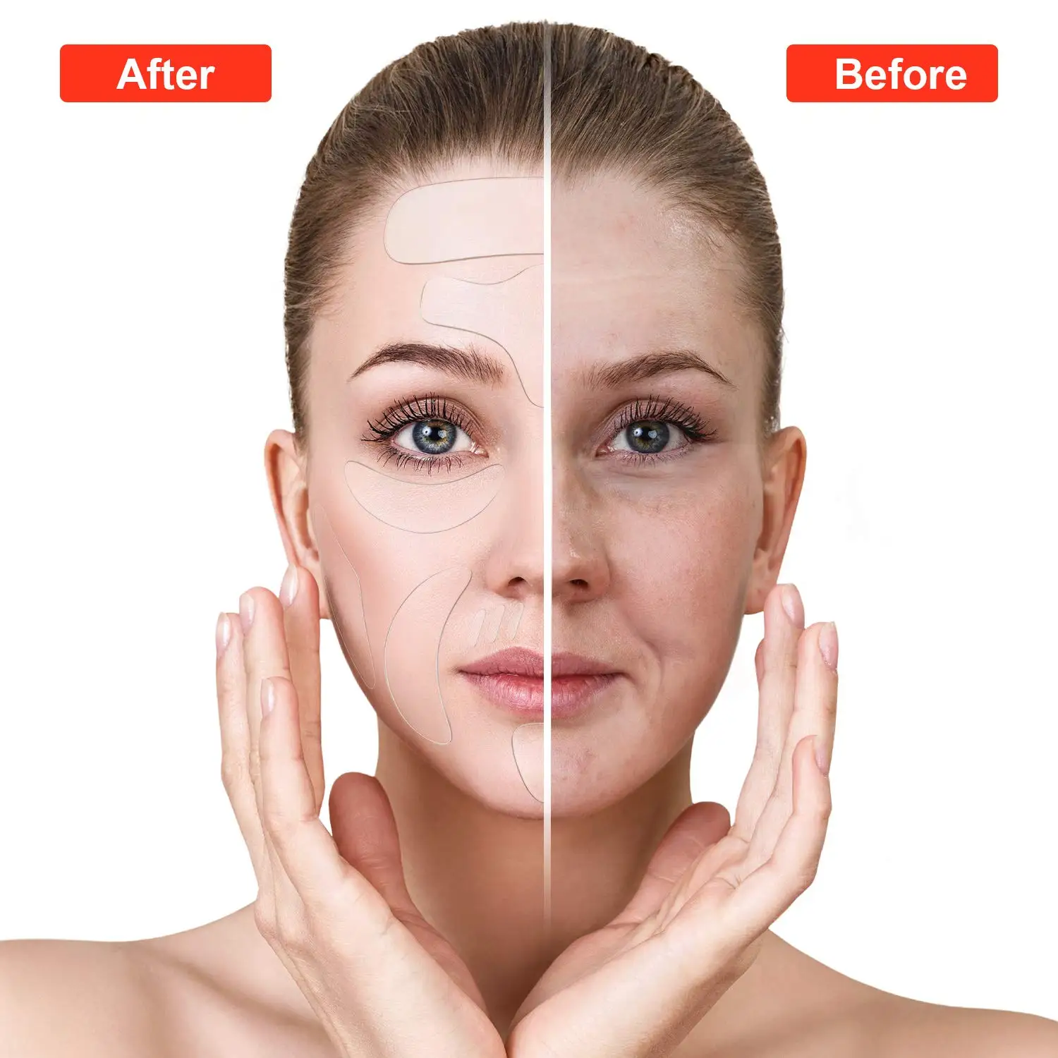 
MSDS Customize Reusable 16pcs Set Face Wrinkle Remover Silicone Anti-Wrinkle Anti Aging Facial pads For Adult 