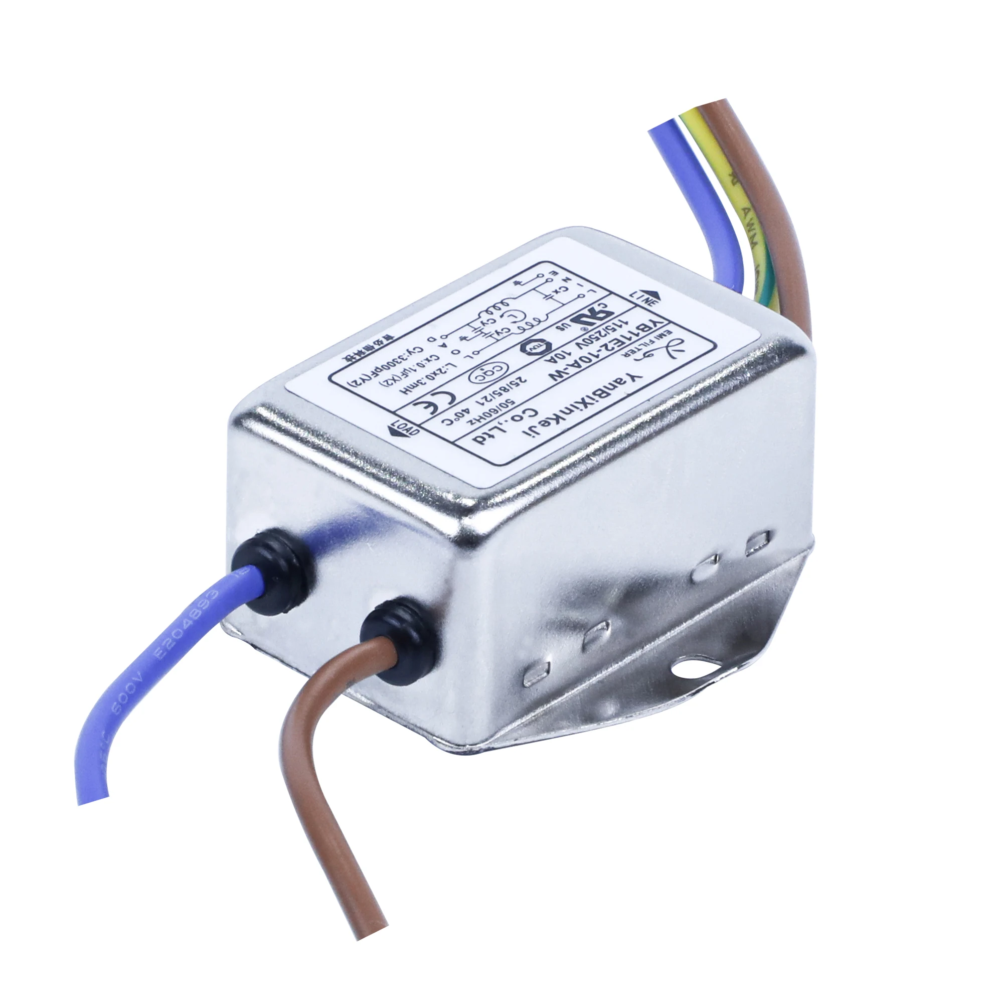 YB11E2-10A-W однофазный фильтр питания DC шумовой проводной выход EMI для ламп