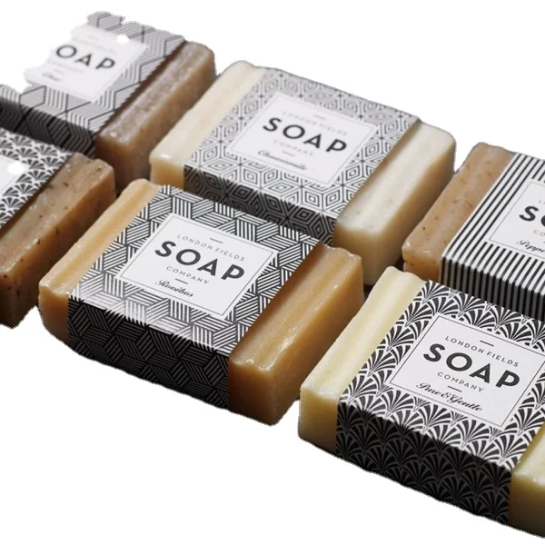 Custom luxury soap packaging brown kraft paper band and sleeve box with logo