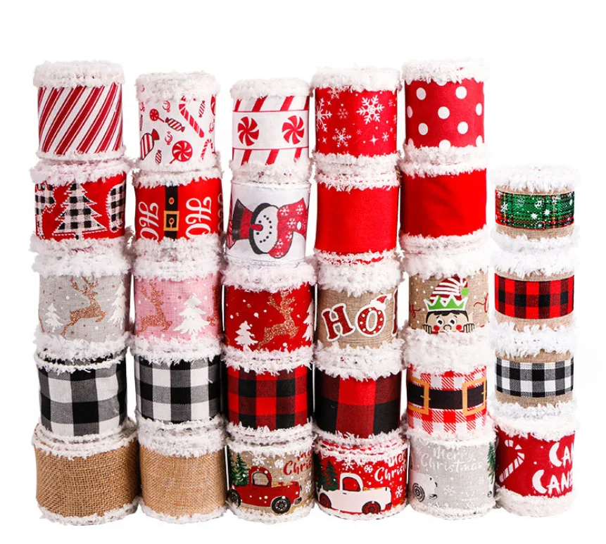 Wholesale Factory Handmade Rough Edge Frayed Raw Ribbon Red Color Fringe Ribbon For Christmas Decorative