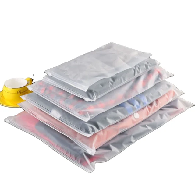 Frosted Zipper Garment Clothes Waterproof PVC Zip Lock Custom Storage Packaging Plastic Bags With Logo