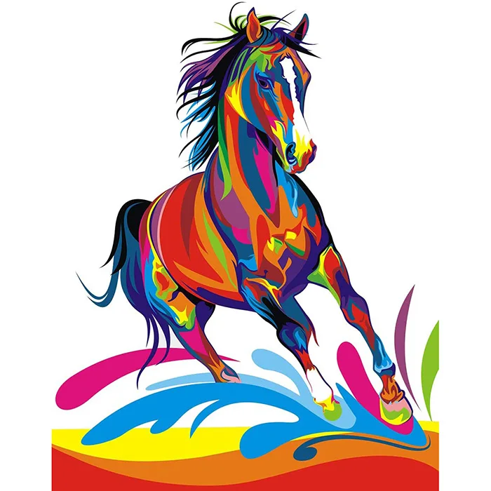 Manufacturers Custom DIY Canvas painting Colorful Running Horse paint by number kit painting by numbers for adult
