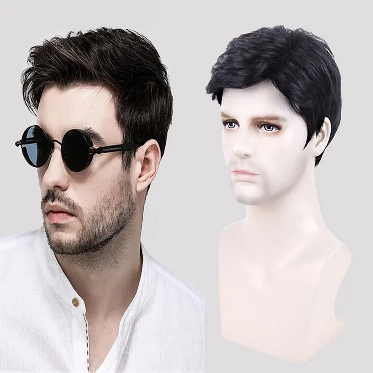 FH hair vendor men toupee short high temperature natural fiber synthetic wigs
