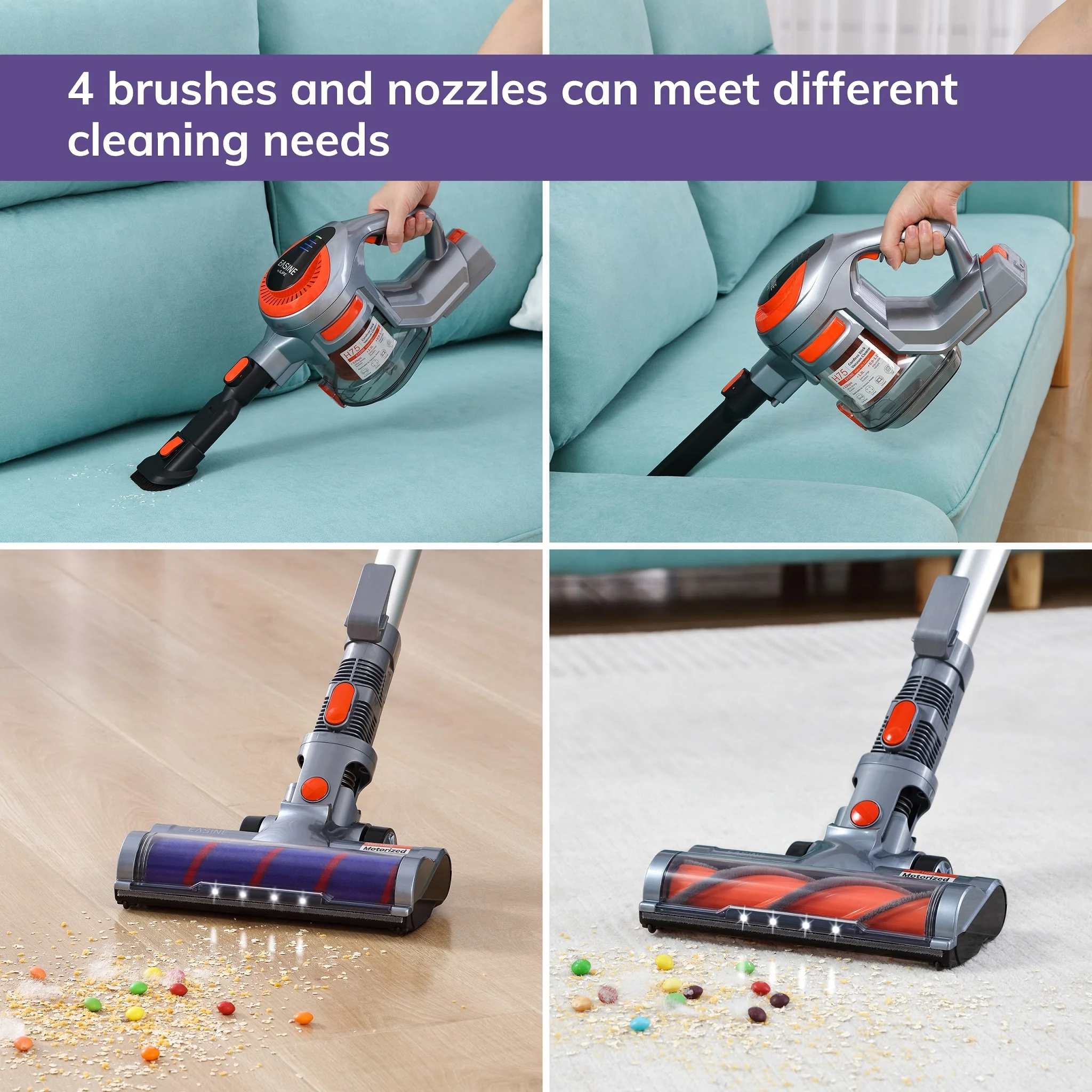 ILIFE H75 Vacuum Cordless Vacuum Cleaner Nidec Brushless Motor 22Kpa Strong Suction Power Vacuum Cleaner Cordless