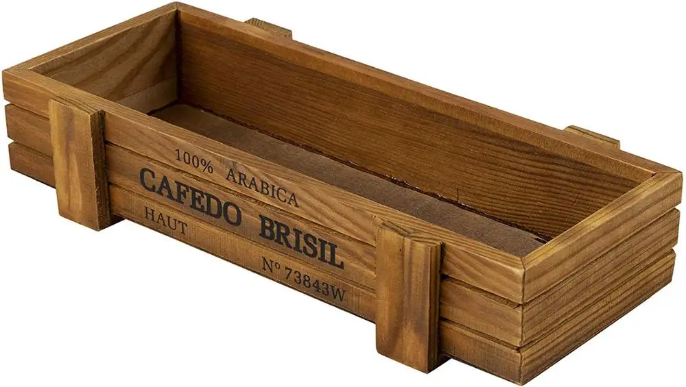 Rectangular Planter Box, Wooden Succulent Plant Trough Box Flower Pot