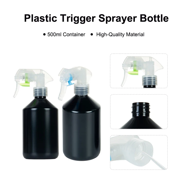 Black Mist Sprayer Plastic Bottle 500ml Packaging for Hair Matte Fine Mist Spray Bottles Ideal for Beauty Salon Use