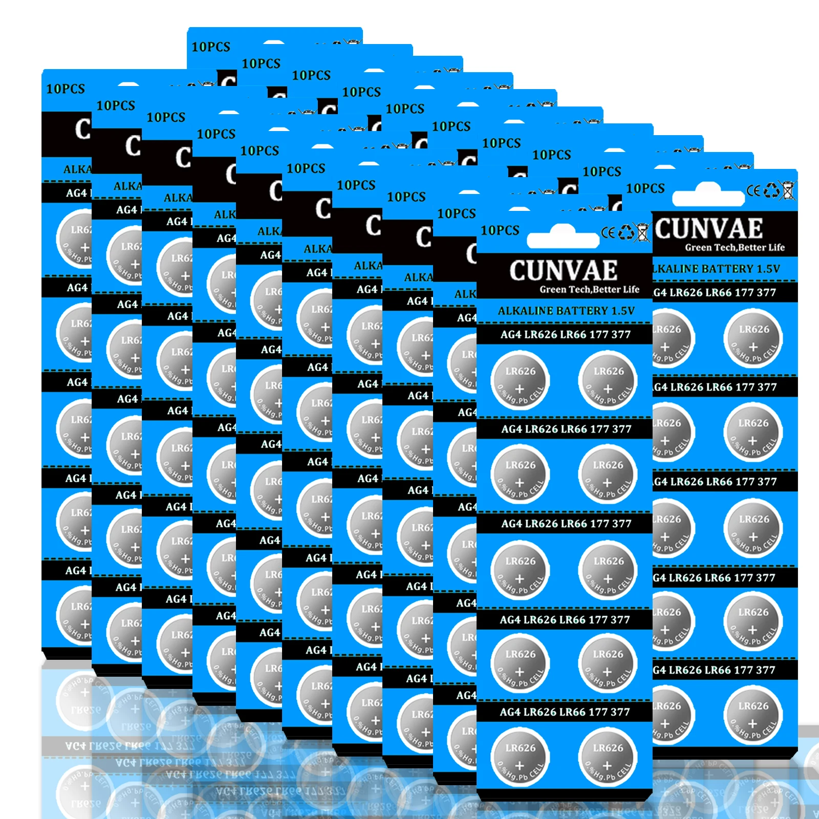 Wholesale 10PCS/card AG4 377A 377 LR626 LR626SW LR66 LR66 button cell Watch Coin Battery ,CUNVAE Brand Battery