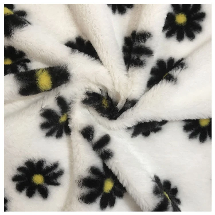
100% polyester printed faux fur fabric printed fake hair like rabbit fur 