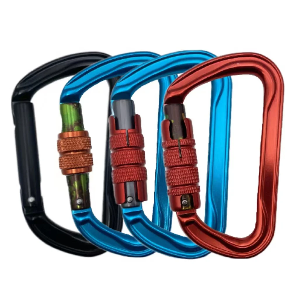 JRSGS 30KN D Type Screw Locking Carabiner Snap Hook S7111 Custom Colors Aviation Aluminum Alloy for Rock Climbing Aluminum