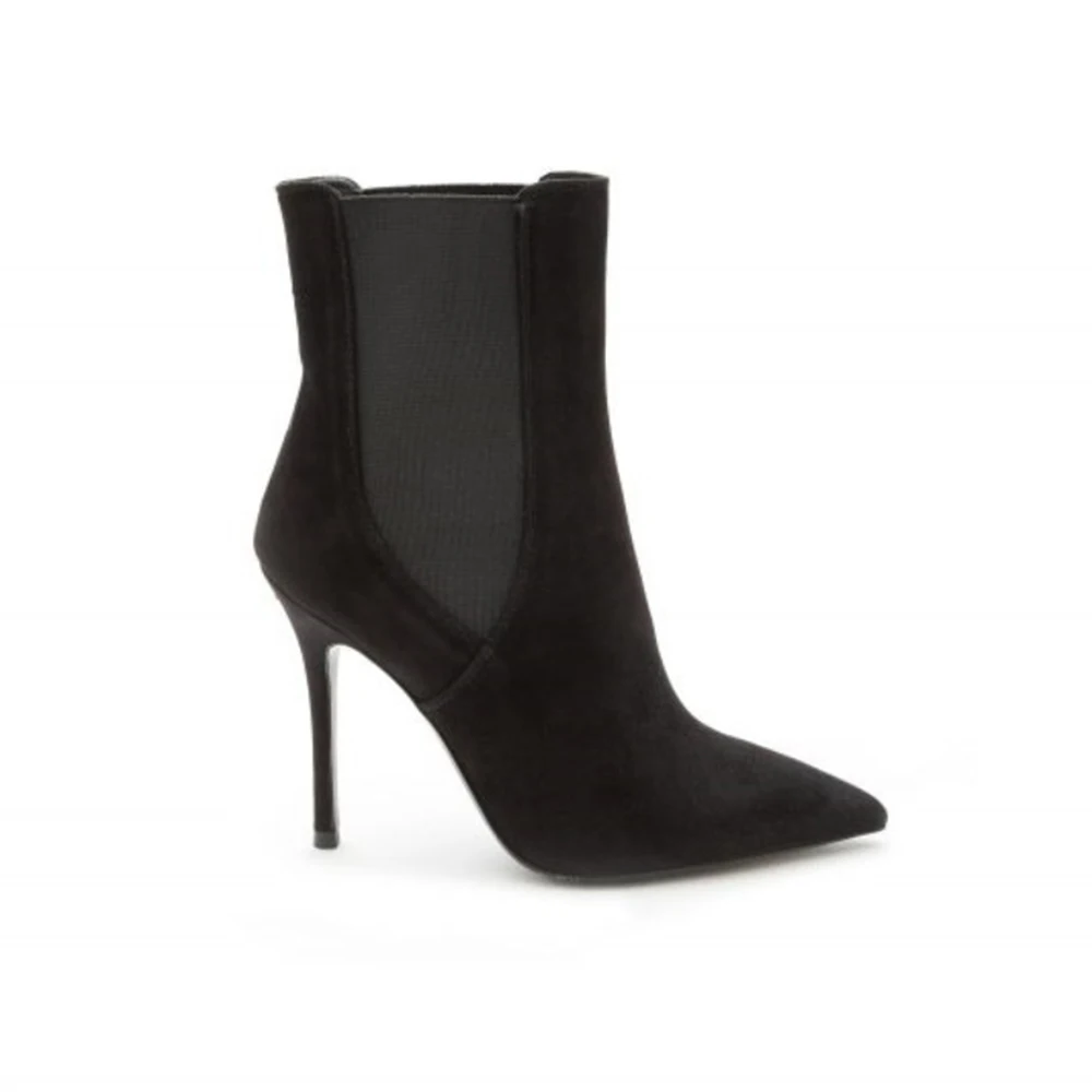 High End Design Stiletto Ankle Boots With Black Elastic Band Closure Pointed Toe Shoes For All Seasons