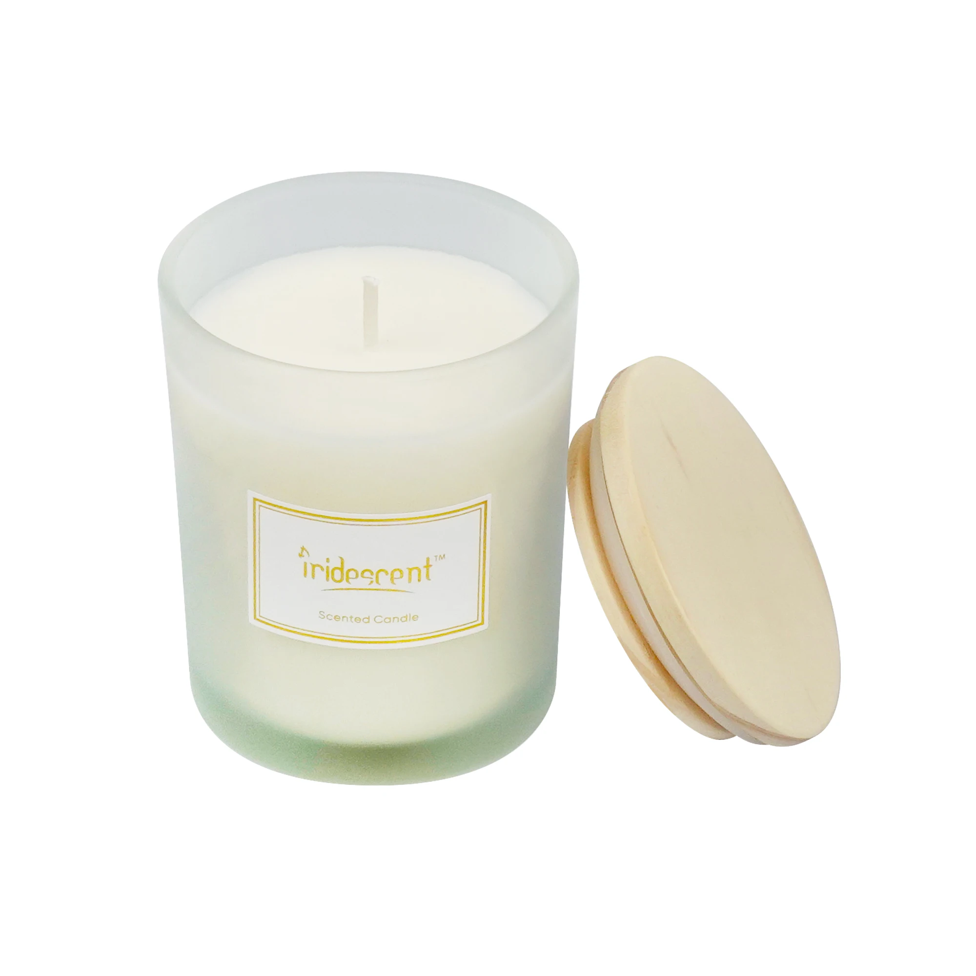 Chinese factory scented coconut wax candles in glass jar with wooden lid