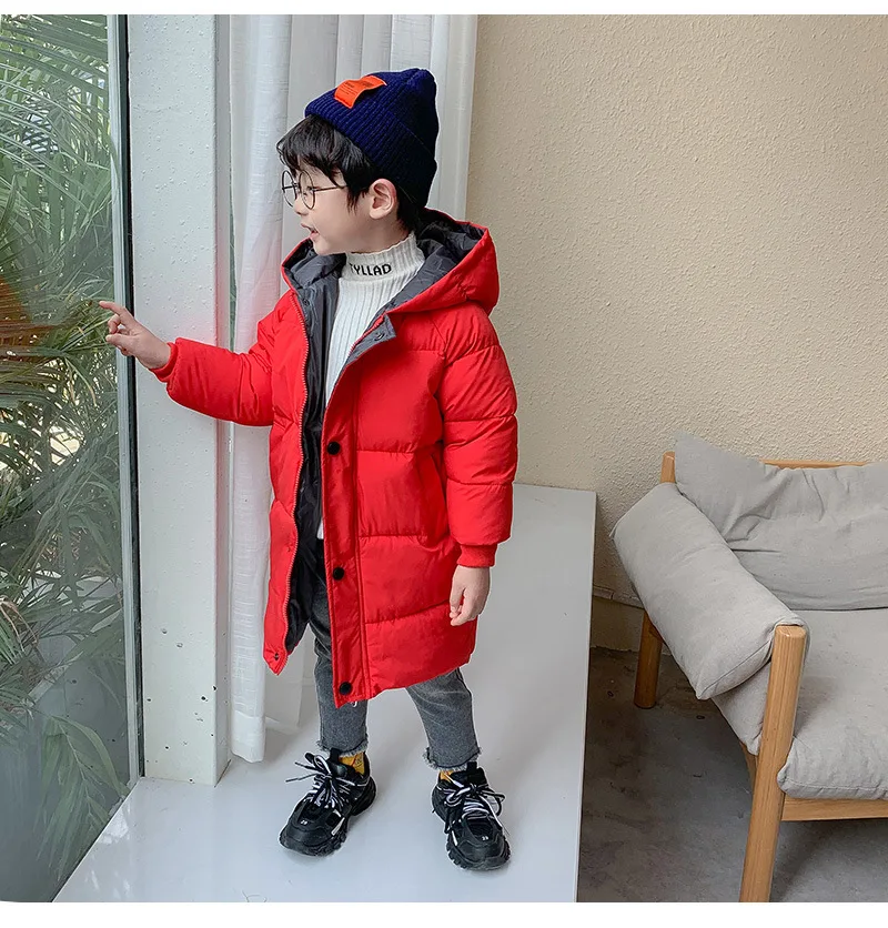 Wholesale Children Clothes Kids Warm Long Hooded Jackets Winter Teenage Baby Boys Girls Bubble padded Parka & Coats