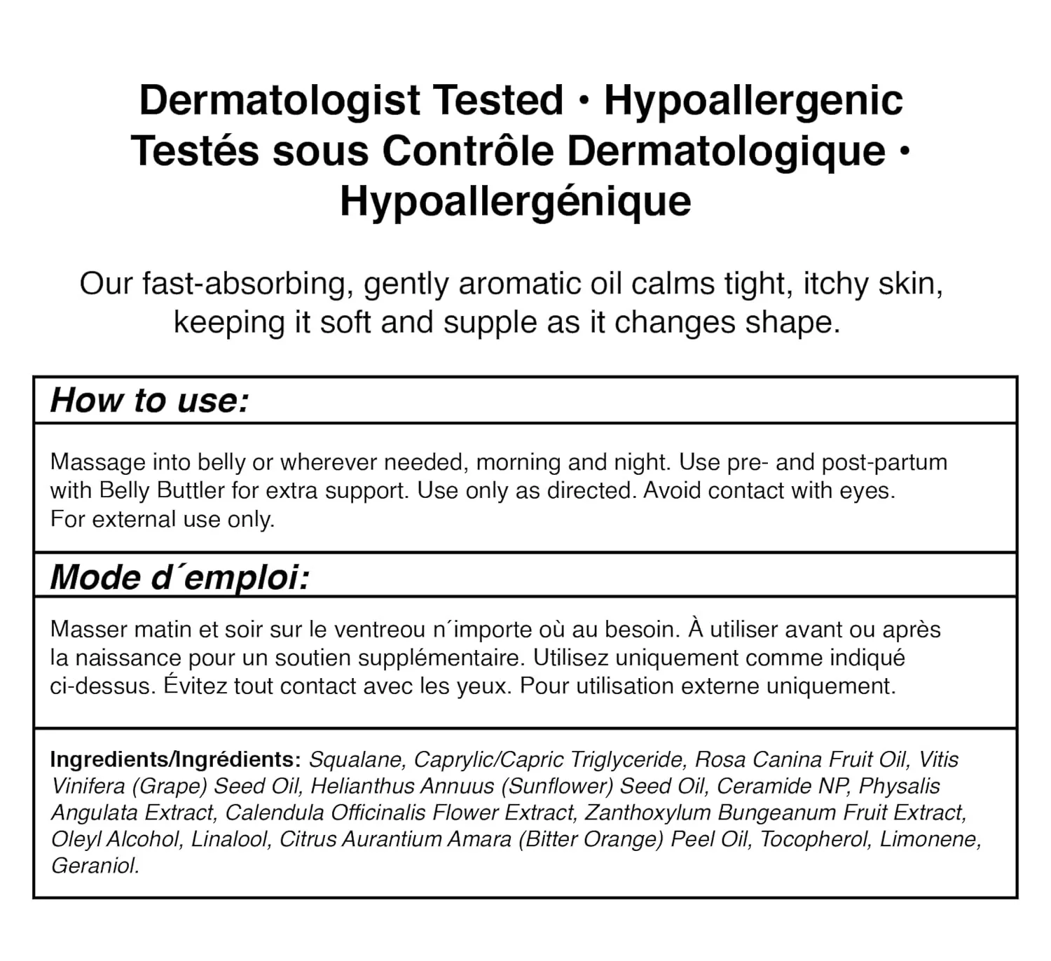 Belly Oil with Plant Derived Squalane Belly Oil For Pregnancy Stretch Marks Pre and Postpartum Skincare