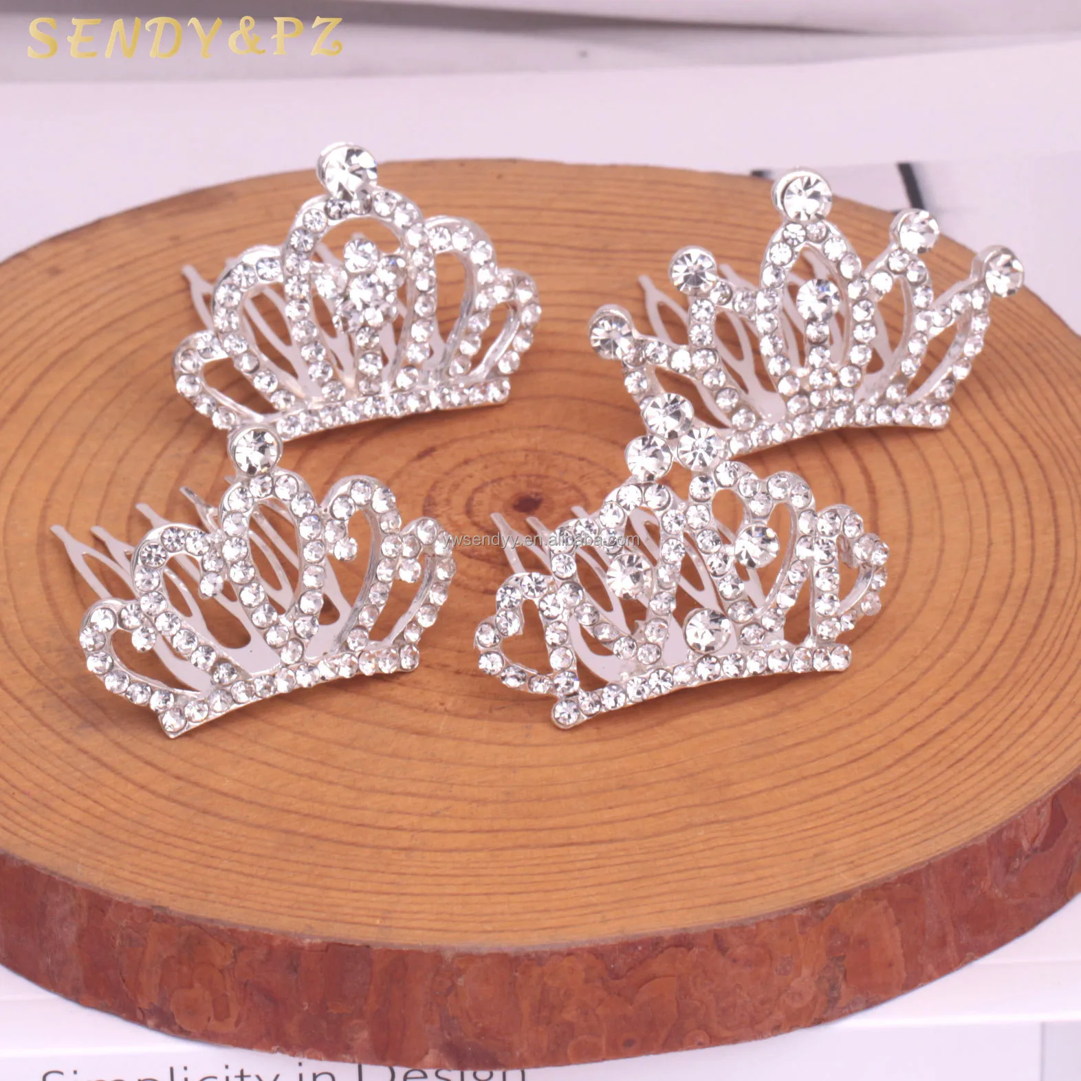 New Design Luxurious Children Rhinestone Alloy Crown Comb Girls Princess Birthday Party Festival Tiaras Insertion Combs