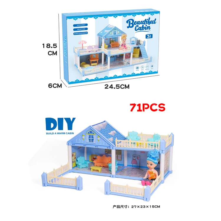 Hot Selling DIY Doll House With Furniture Miniature House Assembling Toys For Kids