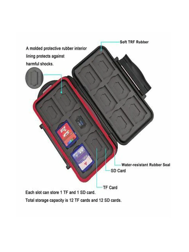 12 Slot SD Card Holder Waterproof Shockproof Memory SD Card Portable Storage Box
