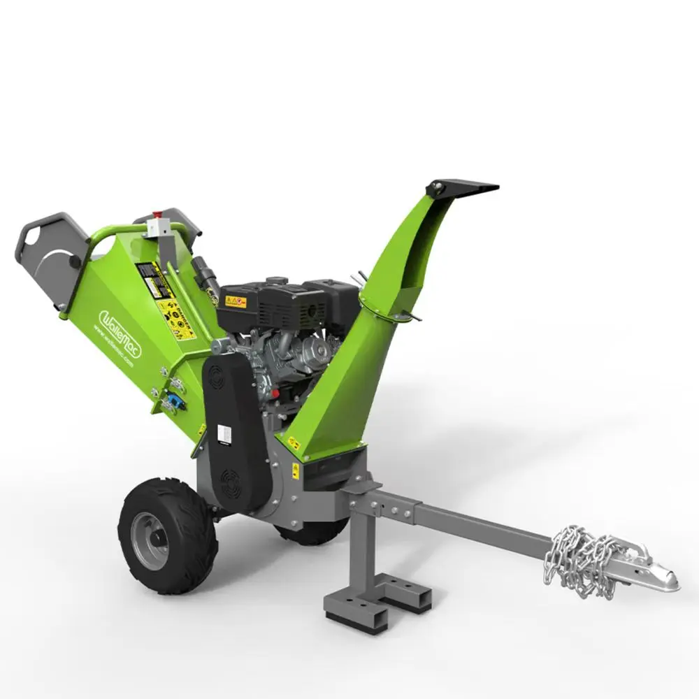 Wallemac EPA certificated electric start gas engine 15hp hydraulic feeding large drum wood chipper shredder gas engine