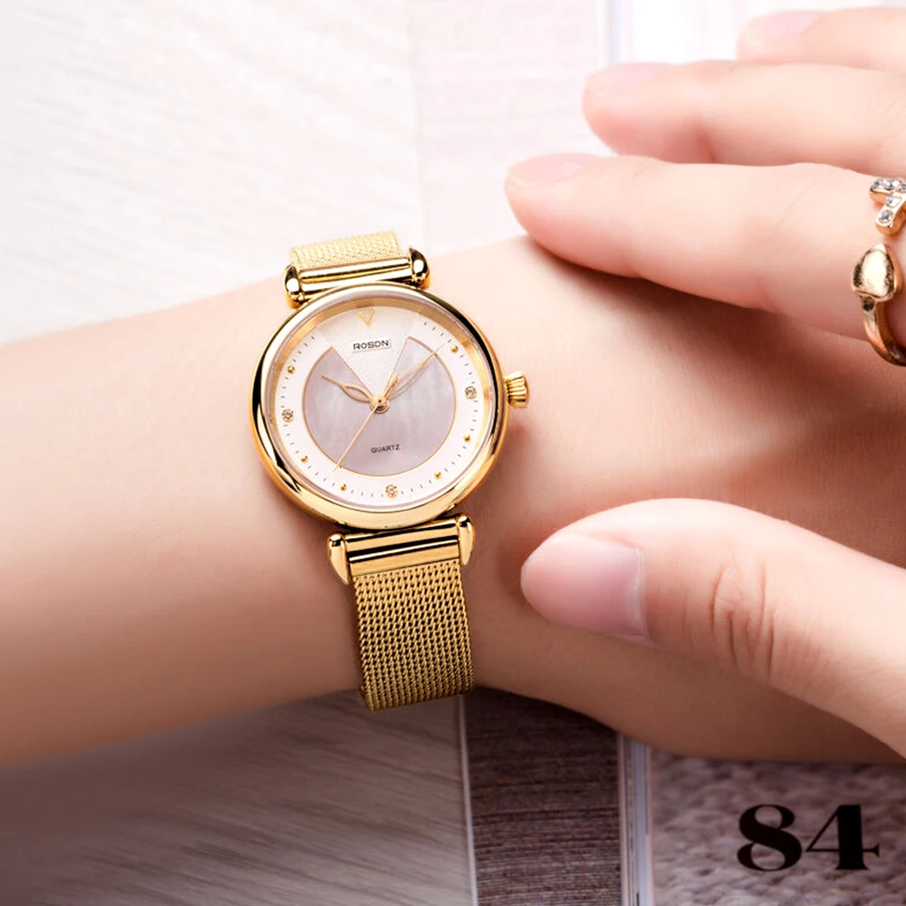 Classic trendy stainless steel quartz watches metal watch strap luxury chain bracelet branded women watch