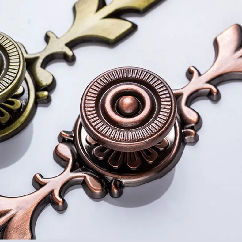 European Antique Drawer Wardrobe Cabinet Ring Pull Knobs Gold Bronze Zinc Alloy Round Shape Furniture Handle Knob