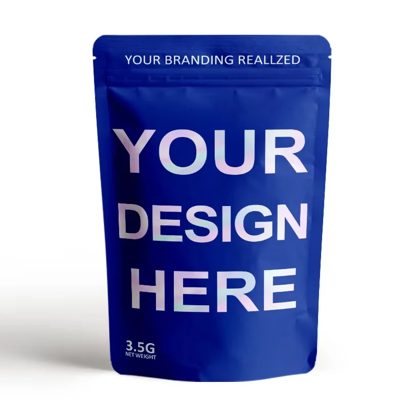Wistac Factory Custom Printing Resealable Proof Stand up Pouch Packaging 3.5g/7g/1oz Aluminum Plastic Mylar Bag With Zipper
